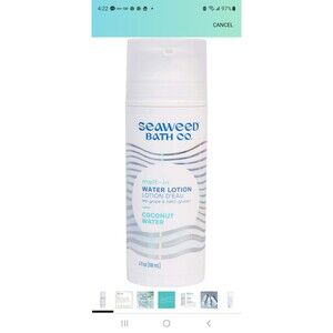 Seaweed Bath Co. Melt-In Water Lotion, Coconut Water Scent, 4 Ounce